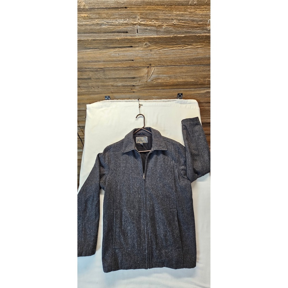 Steve & Barrys Mens Wool Blend Full Zip Jacket Charcoal Gray Heather Medium